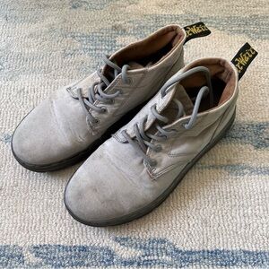 DR MARTENS BONNY LIGHT GRAY THRASHED CANVAS ANKLE BOOTS SIZE 9 WOMENS